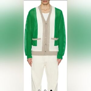 Obey Anderson 60's Cardigan in Green Multicolor Medium Unisex